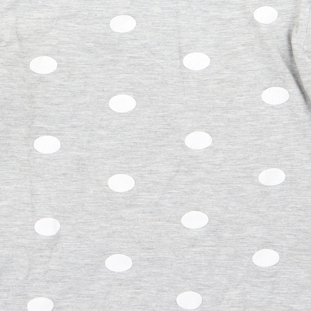 H&M Girls Grey Polka Dot Basic T-Shirt Size 7-8 Years