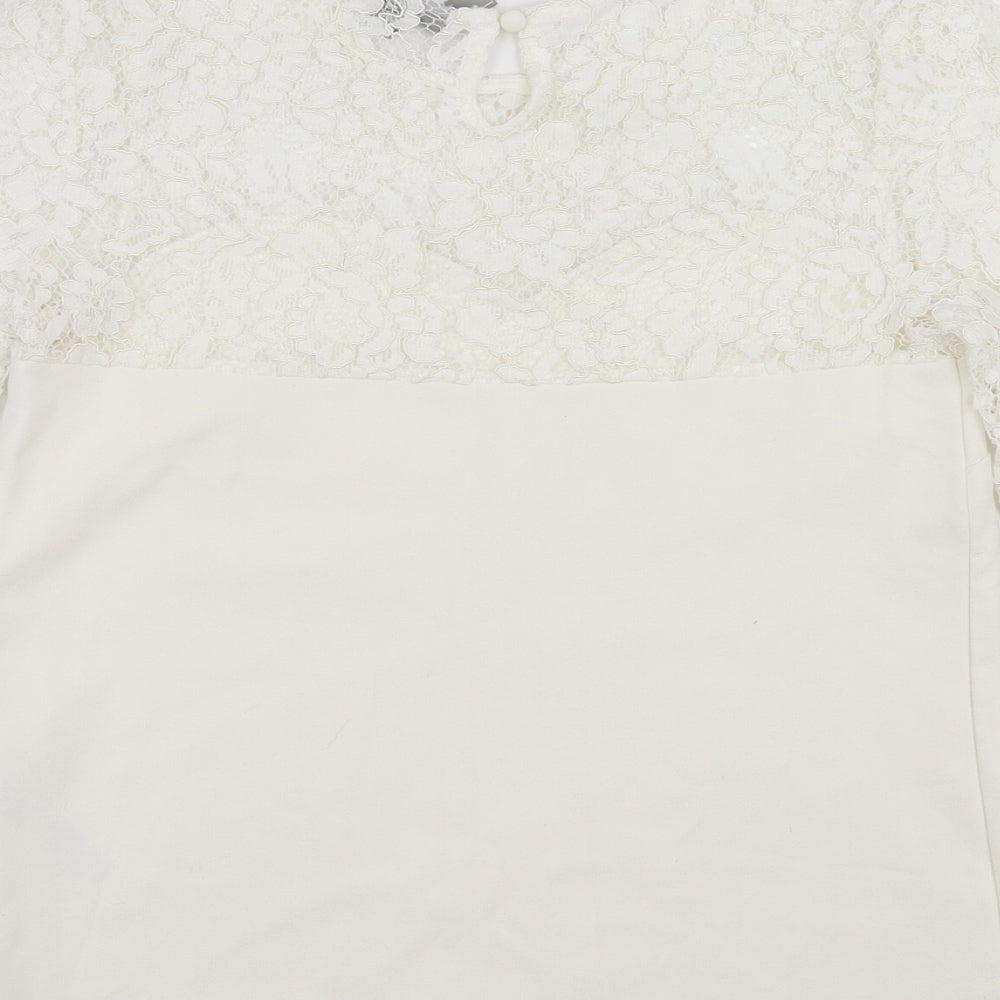 ASOS Womens White Basic Blouse Size 8 - floral lace detail