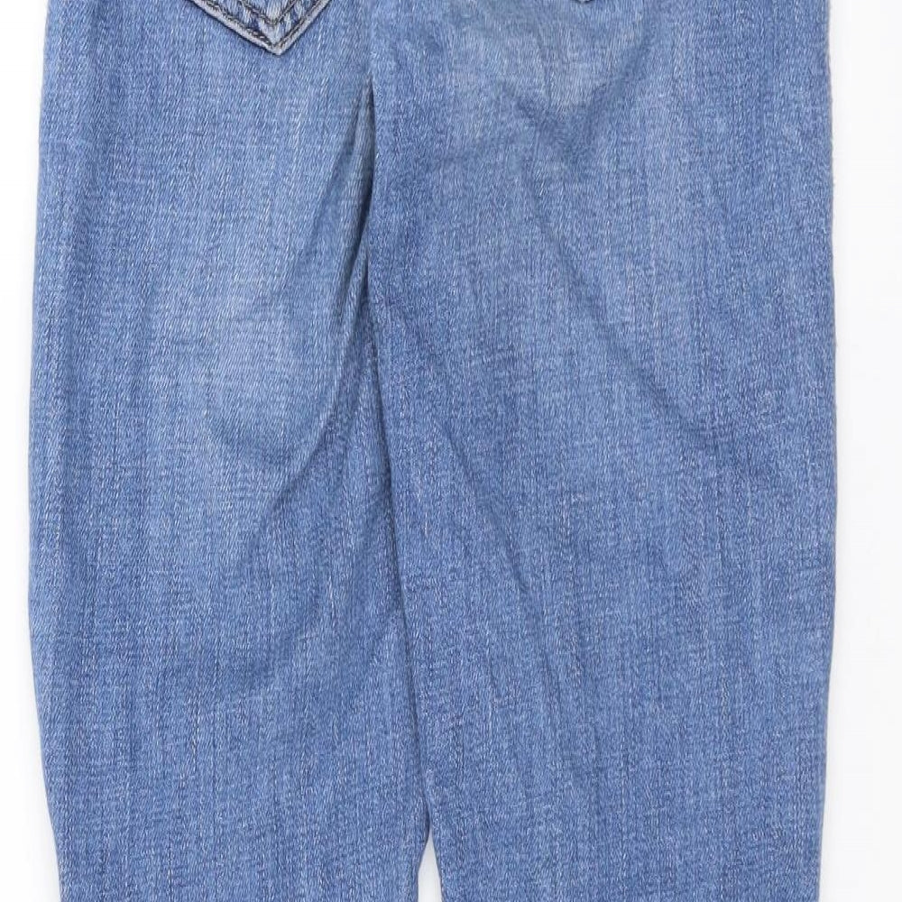 Topshop Womens Blue Denim Straight Jeans Size 25 in L27 in - distressed