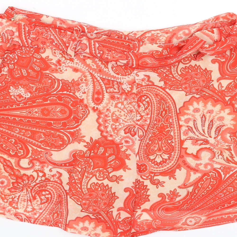 Missguided Womens Red Paisley Hot Pants Shorts Size 10