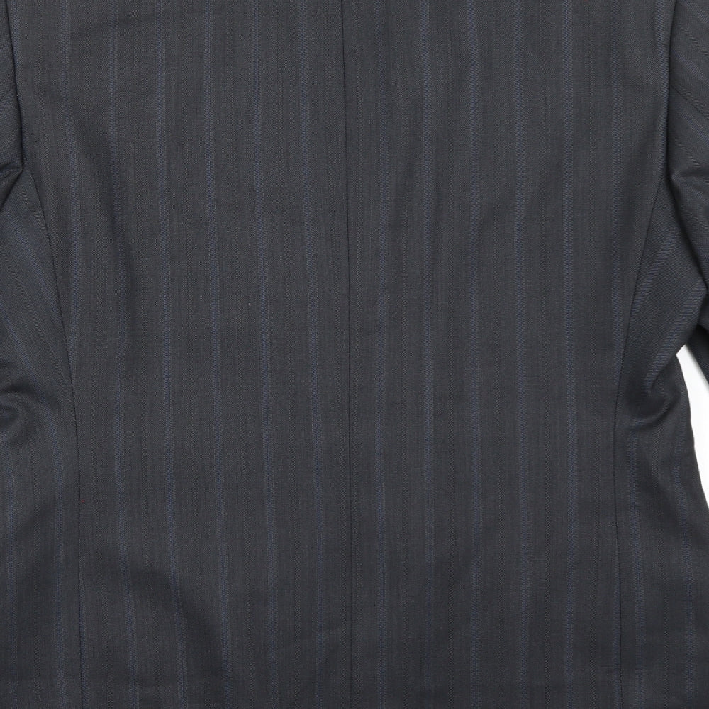 Carpini Mens Grey Striped Rayon Jacket Suit Jacket Size 40