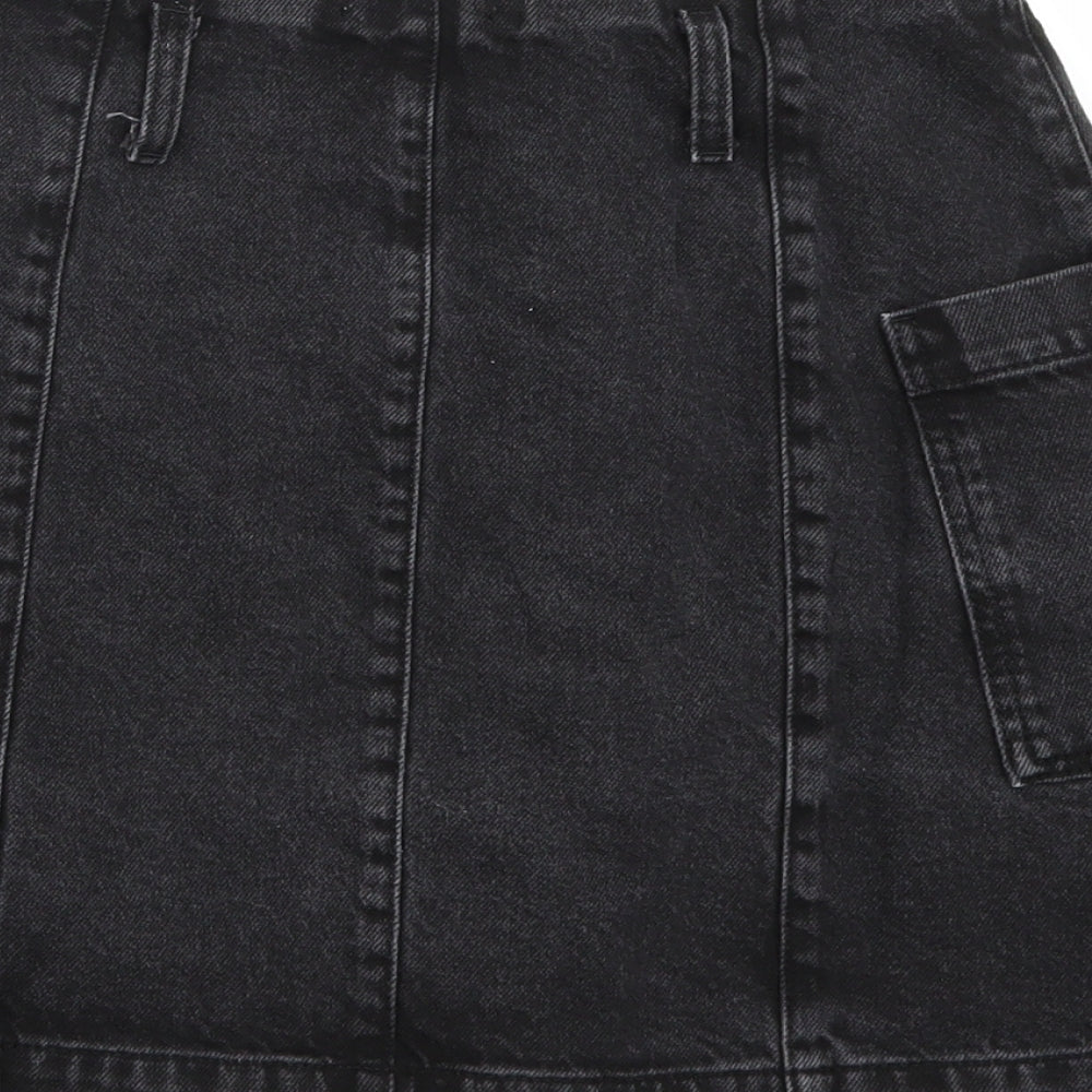 Topshop Womens Black Denim A-Line Skirt Size 28 in