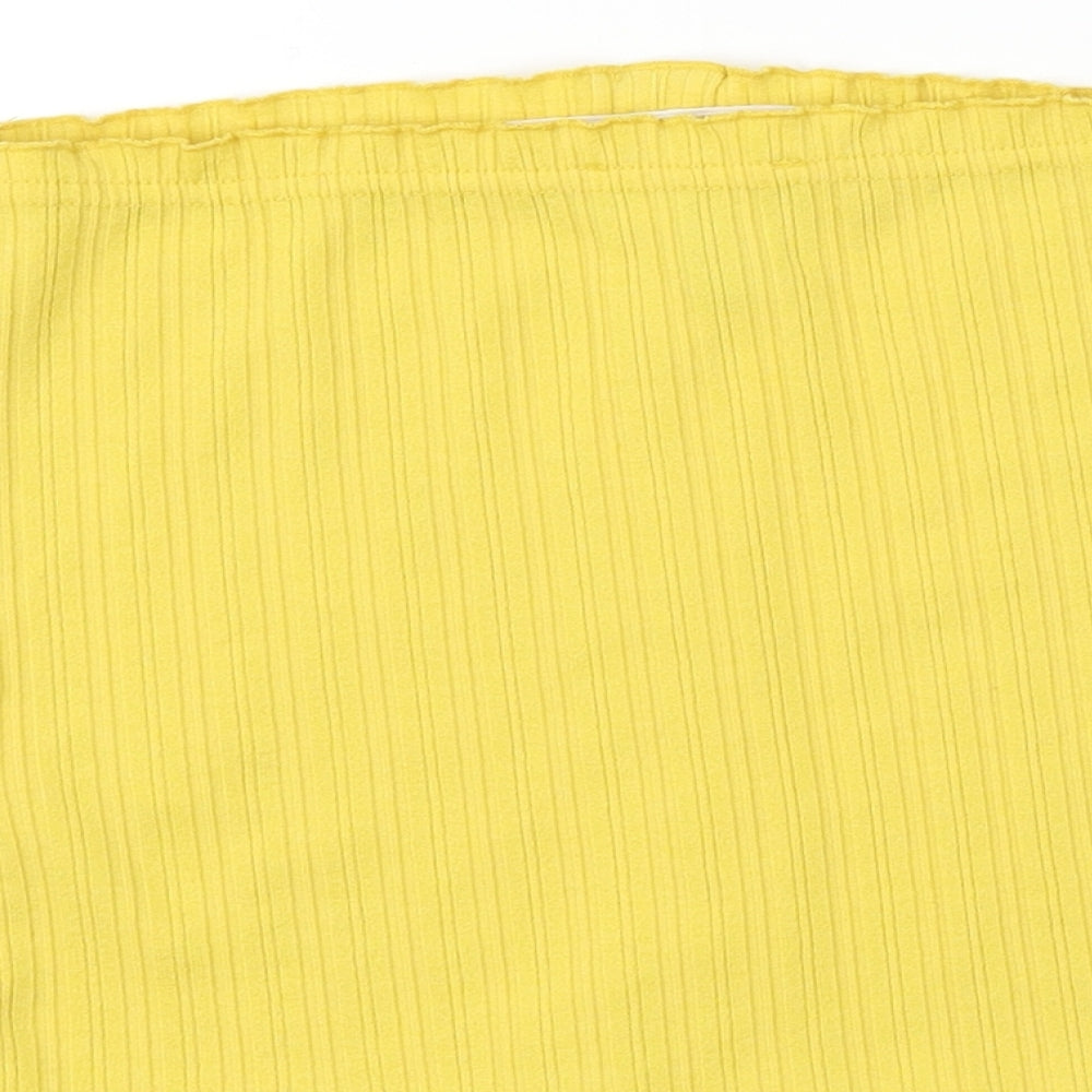 New Look Womens Yellow Cropped T-Shirt Size S