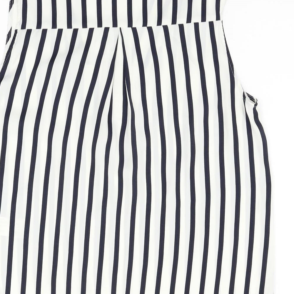 sfera basic Womens White Striped Basic Blouse Size XL