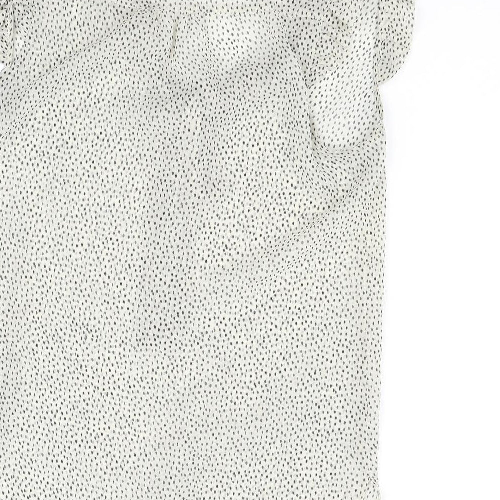 Atmosphere Womens Grey Polka Dot Basic Blouse Size 10