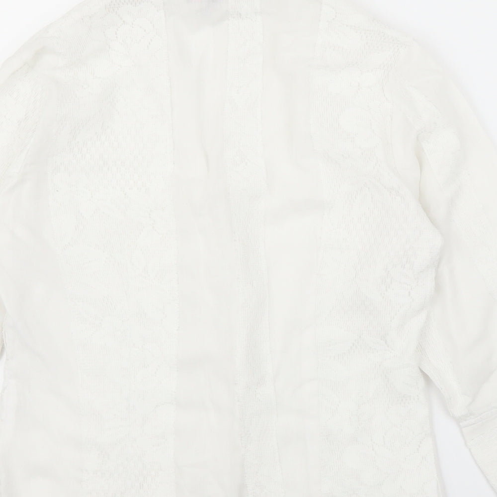 Tuchuzy Womens White Floral Basic Button-Up Size 12