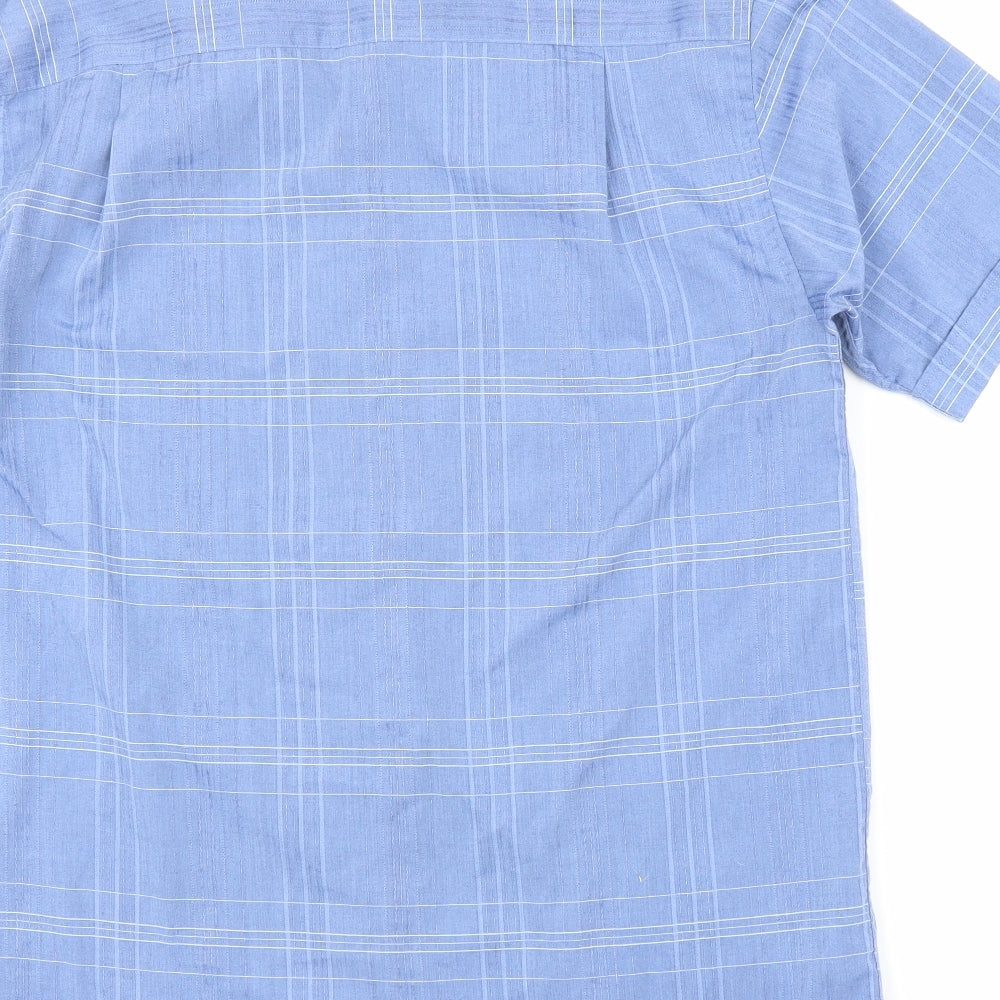BHS Mens Blue Check Button-Up Size 15