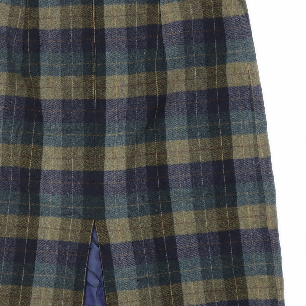 Preworn Womens Blue Plaid Pleated Skirt Size L