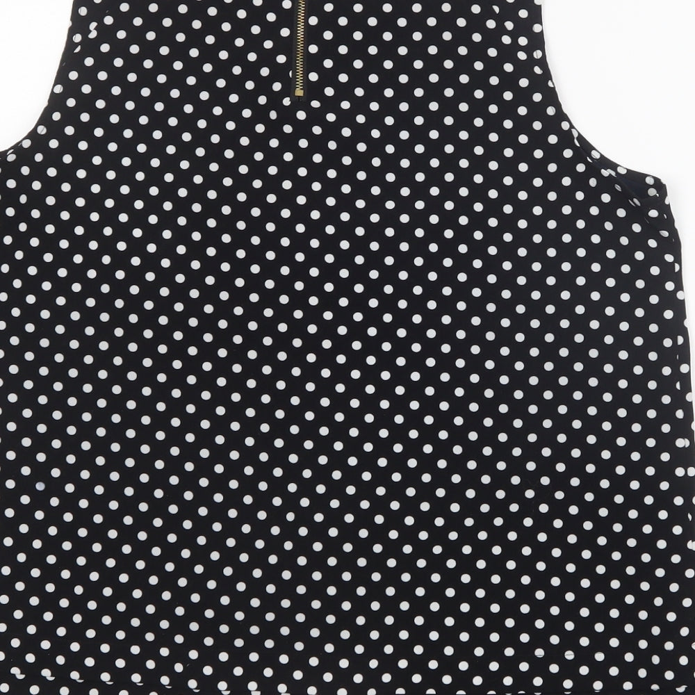 Maison Jules Womens Black Polka Dot Basic Blouse Size M