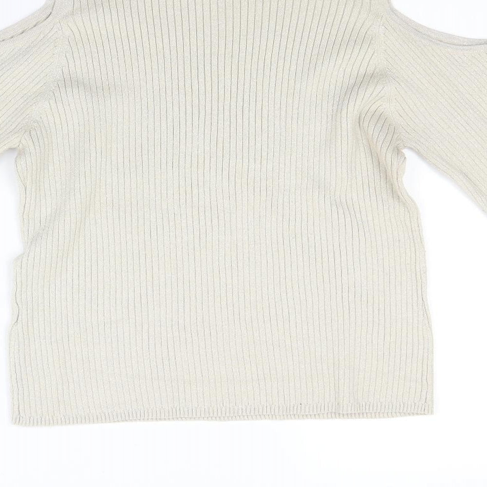 New Look Womens Beige Knit Pullover Jumper Size 18 - Open Shoulders
