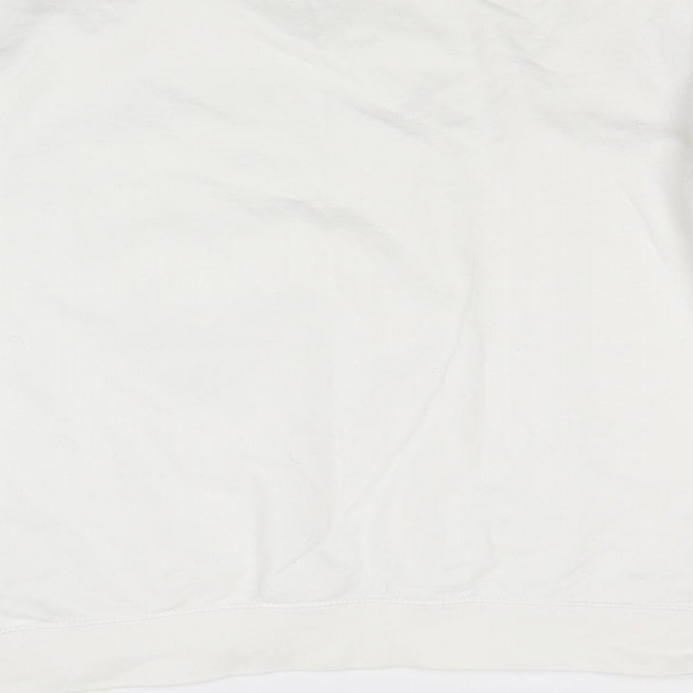 Just hoods Womens White Blended Fabric Pullover Sweatshirt Size L - Pregasaurus