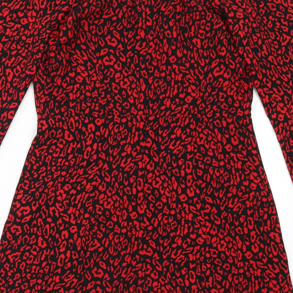 Bershka Womens Red Animal Print A-Line Size L