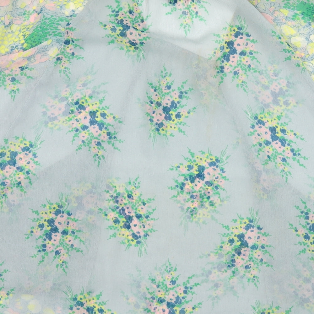 Topshop Womens Blue Floral Chiffon Basic Blouse Size 10