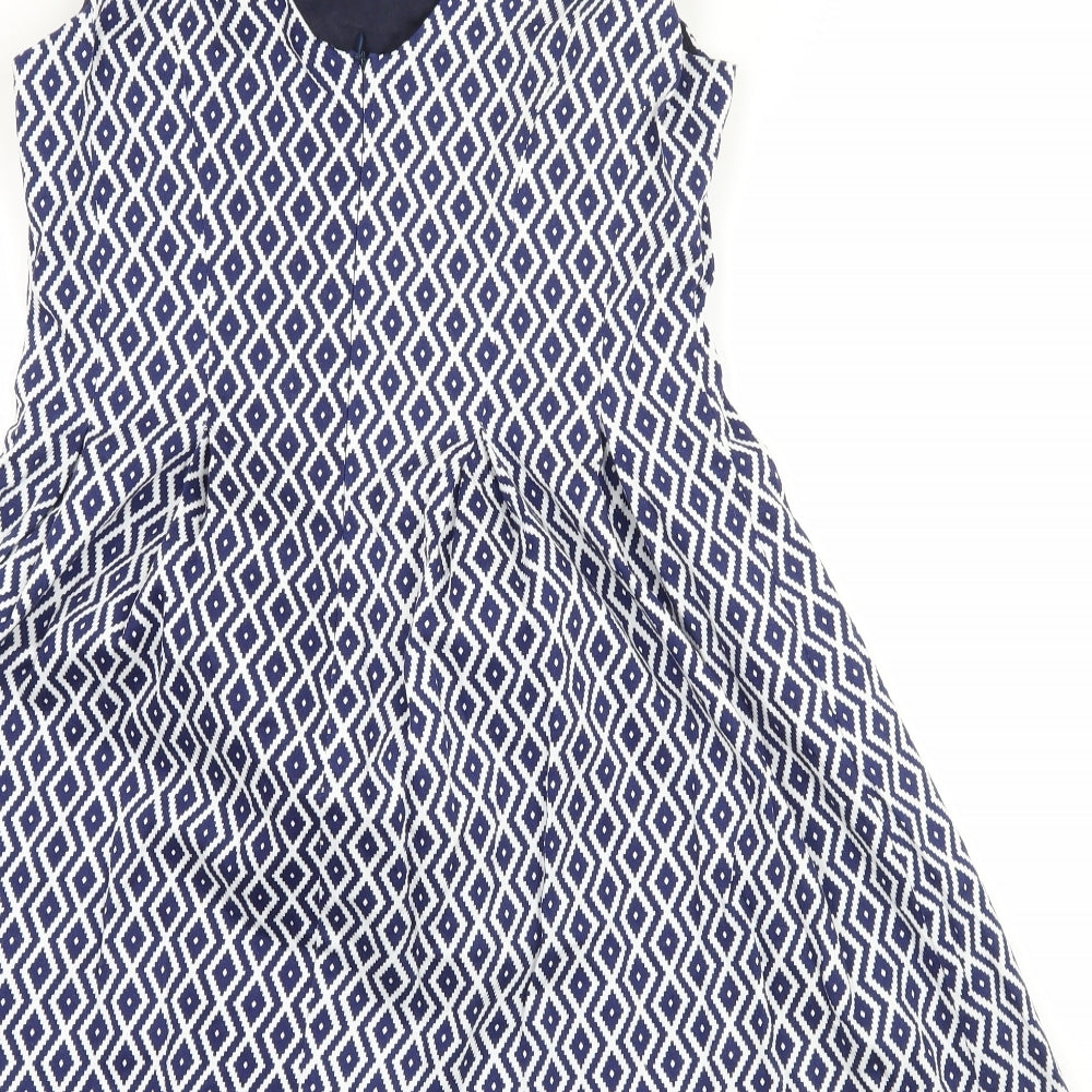 Colotee Womens Blue Geometric Fit & Flare Size 10