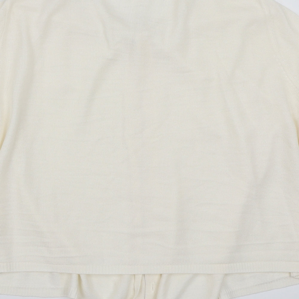 Marks and Spencer Womens White Cardigan Jumper Size 14