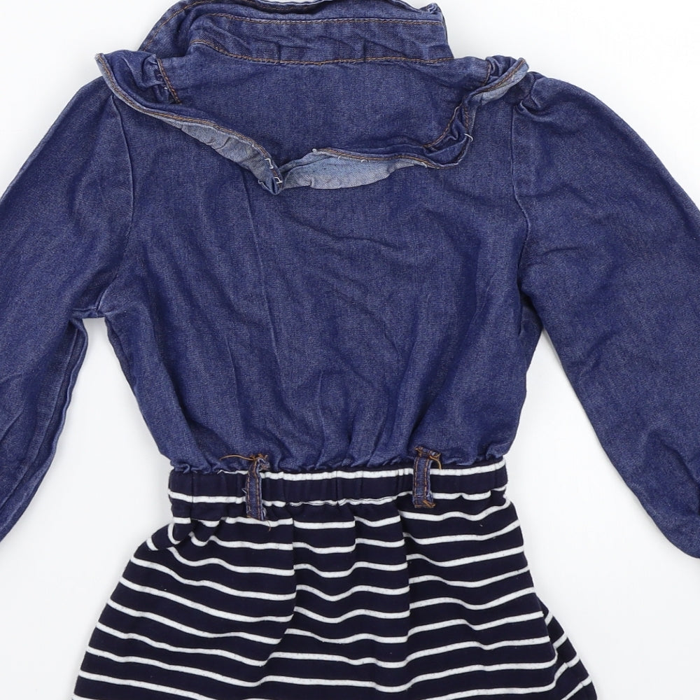 Phelfish Girls Blue Striped A-Line Size 9 Years