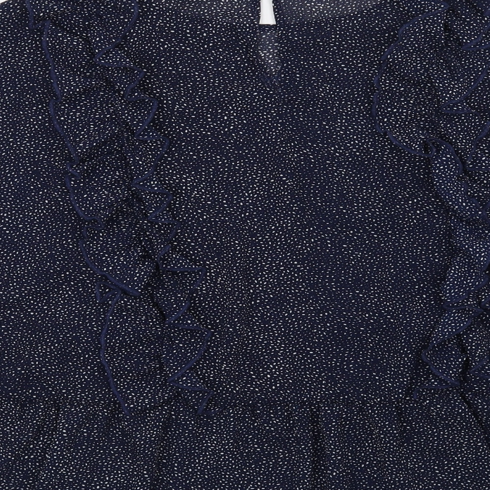 H&M Womens Blue Geometric Basic Blouse Size 10