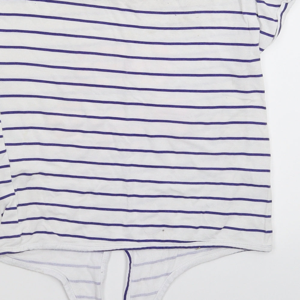 M&Co Girls White Striped Basic T-Shirt Size 6-7 Years