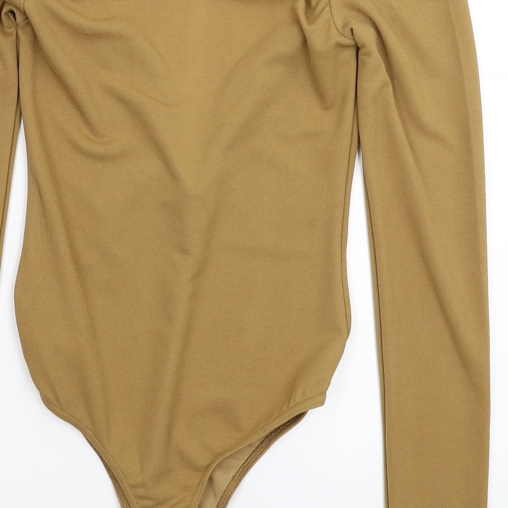 PRETTYLITTLETHING Womens Beige Bodysuit One-Piece Size 10