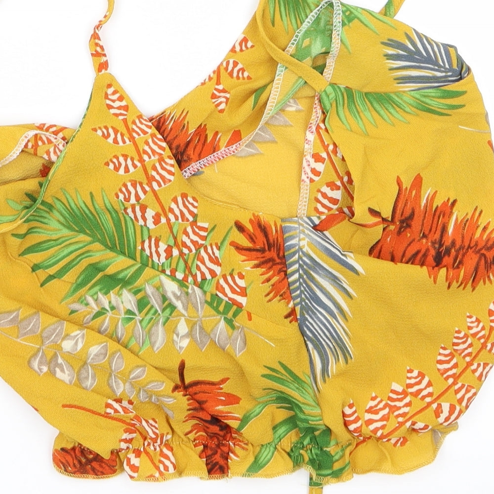 Preworn Womens Yellow Fair Isle Cropped Blouse Size S
