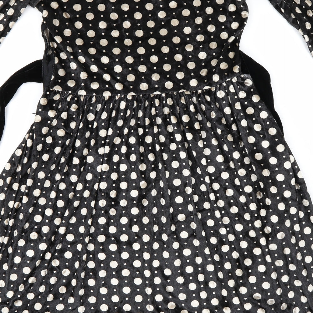 Pussycat Womens Black Polka Dot Jumper Dress Size 8