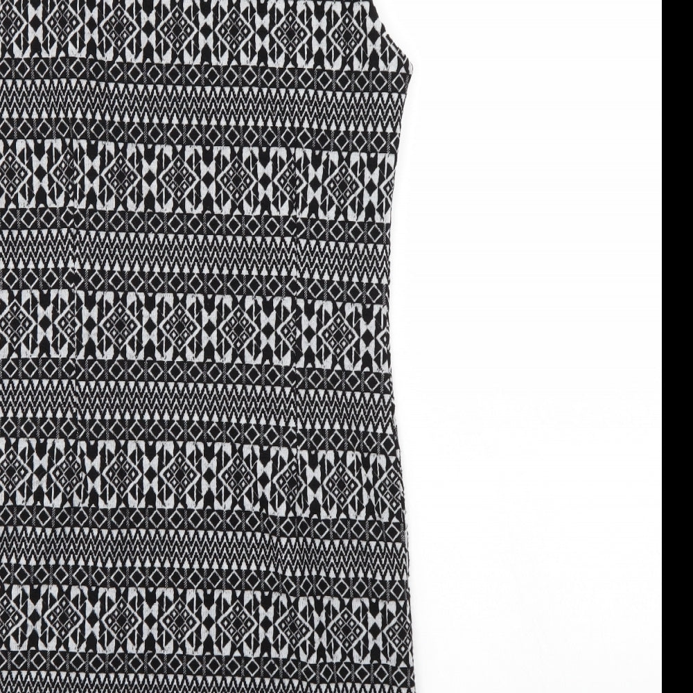 Select Womens Black Geometric Tank Dress Size 12