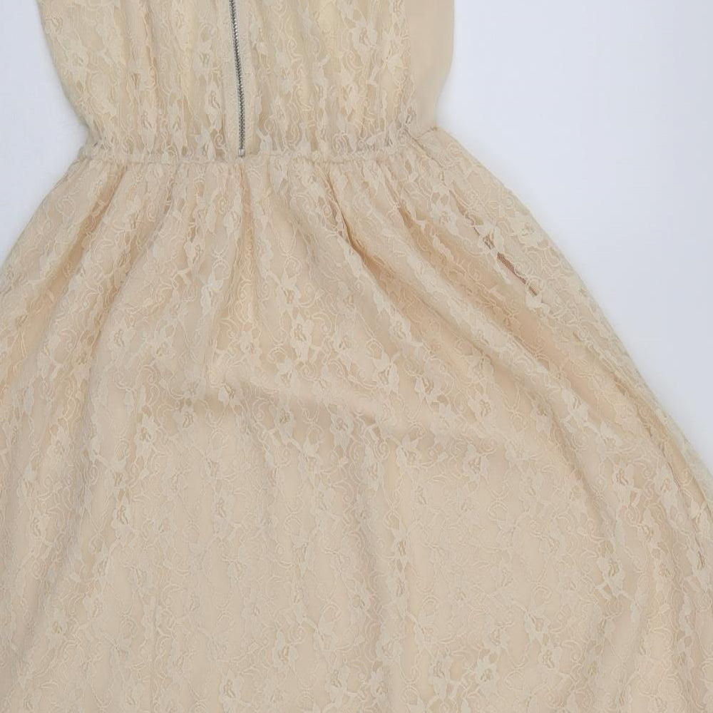 Divided Womens Ivory Floral Ball Gown Size 8 - floral lace detail