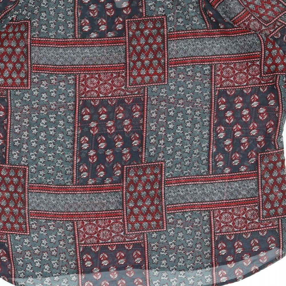 Brave Soul Womens Green Geometric Basic Blouse Size M