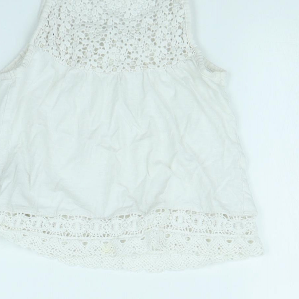 NEXT Girls White Basic Tank Size 6 Years