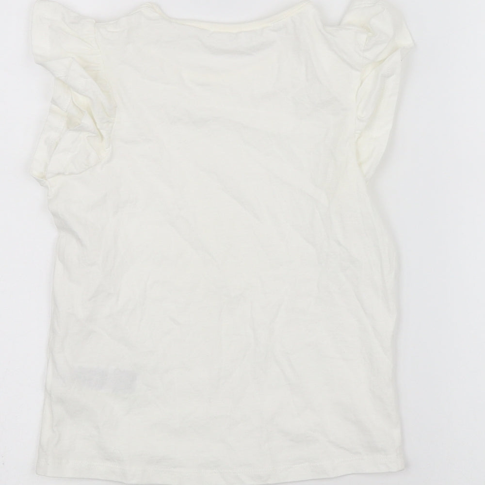 Marks & Spencer Girls White Basic T-Shirt Size 6-7 Years