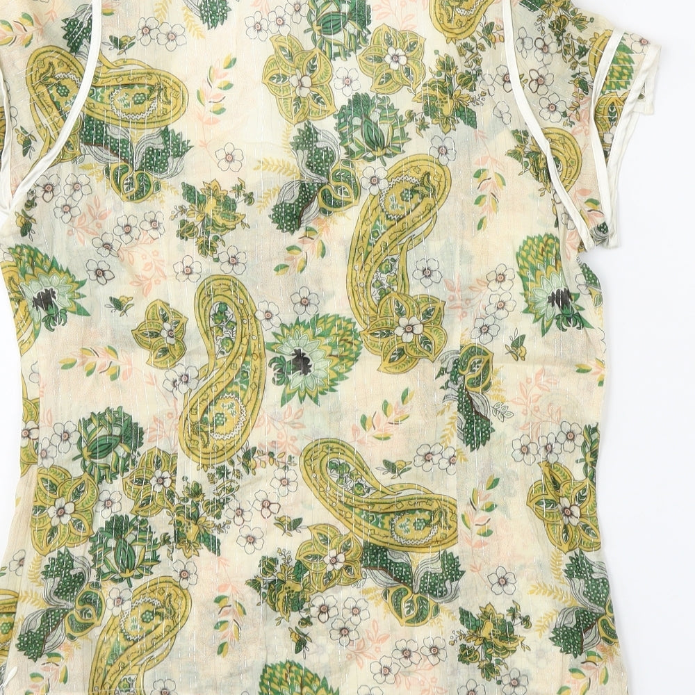 iora Womens Beige Paisley Basic Blouse Size L