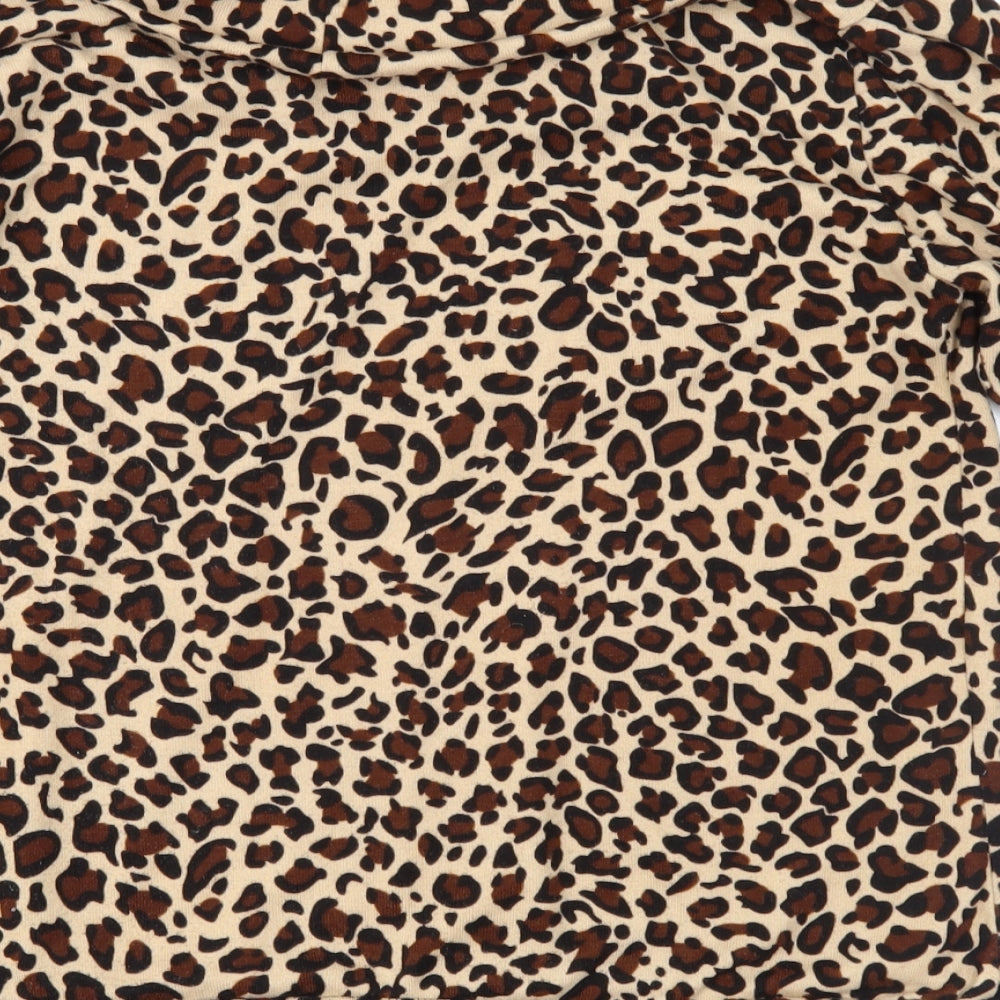 Annabelle Womens Brown Animal Print Basic Blouse Size L