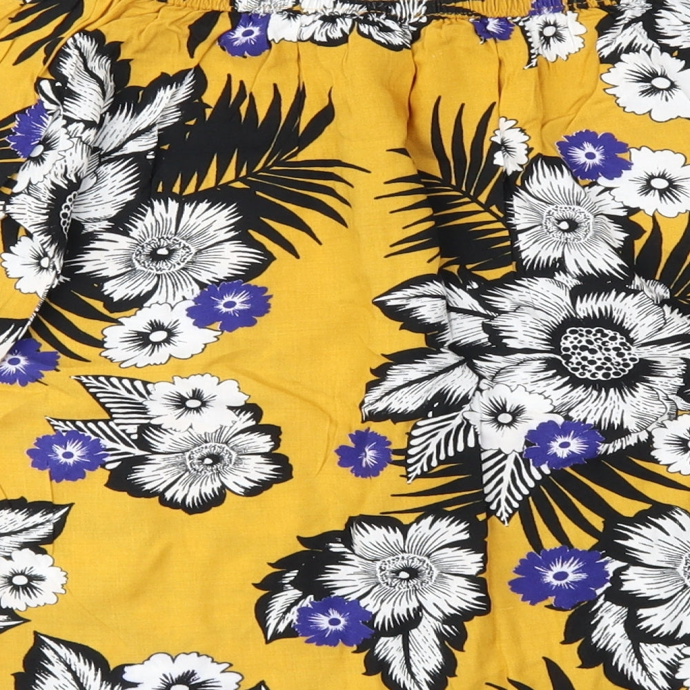 Papaya Womens Yellow Floral Basic Blouse Size 12
