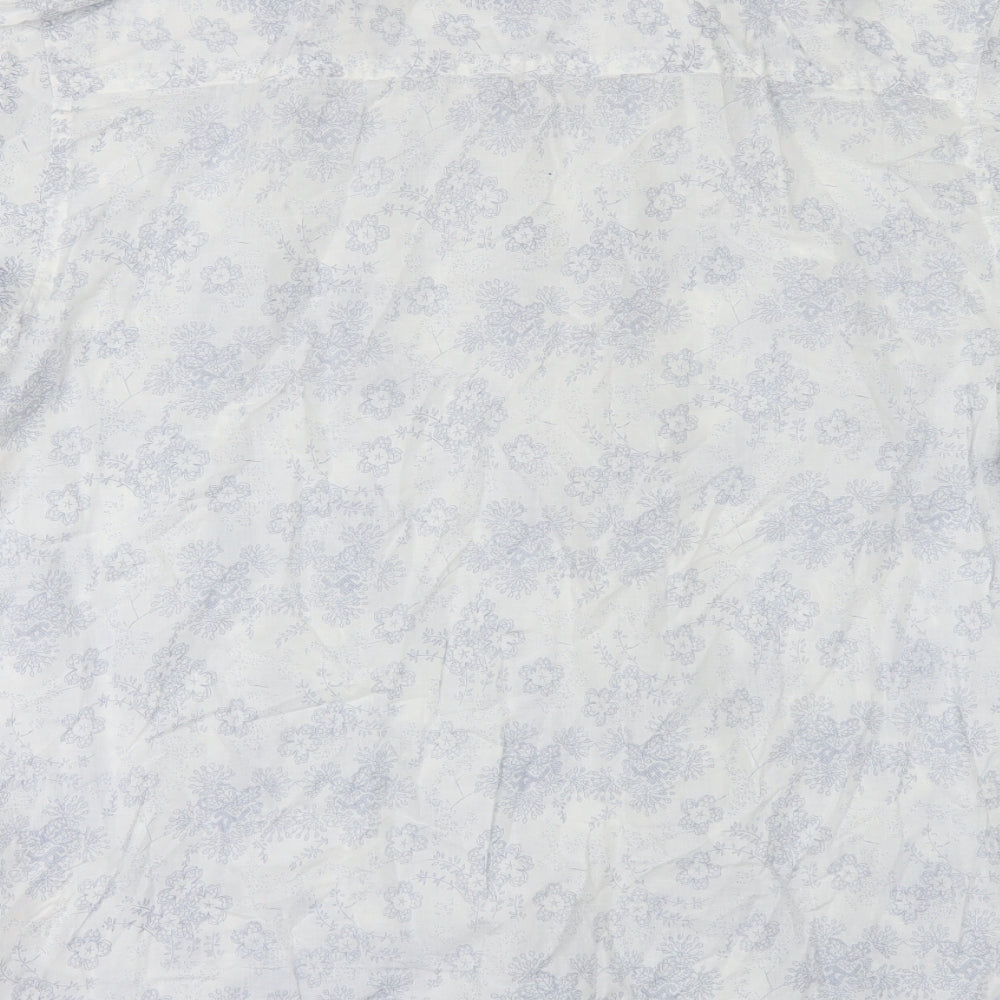 Sand stone Mens White Floral Button-Up Size L