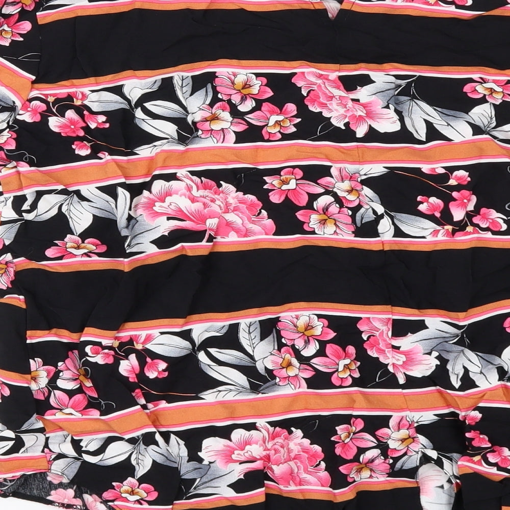 K&D London Womens Black Floral Basic Blouse Size 14