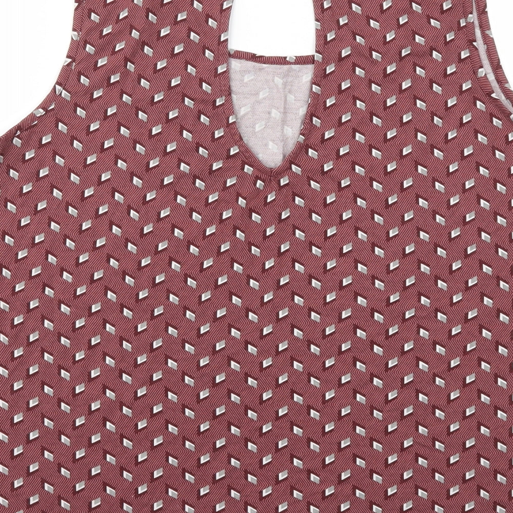 Camaieu Womens Brown Argyle/Diamond Basic T-Shirt Size M