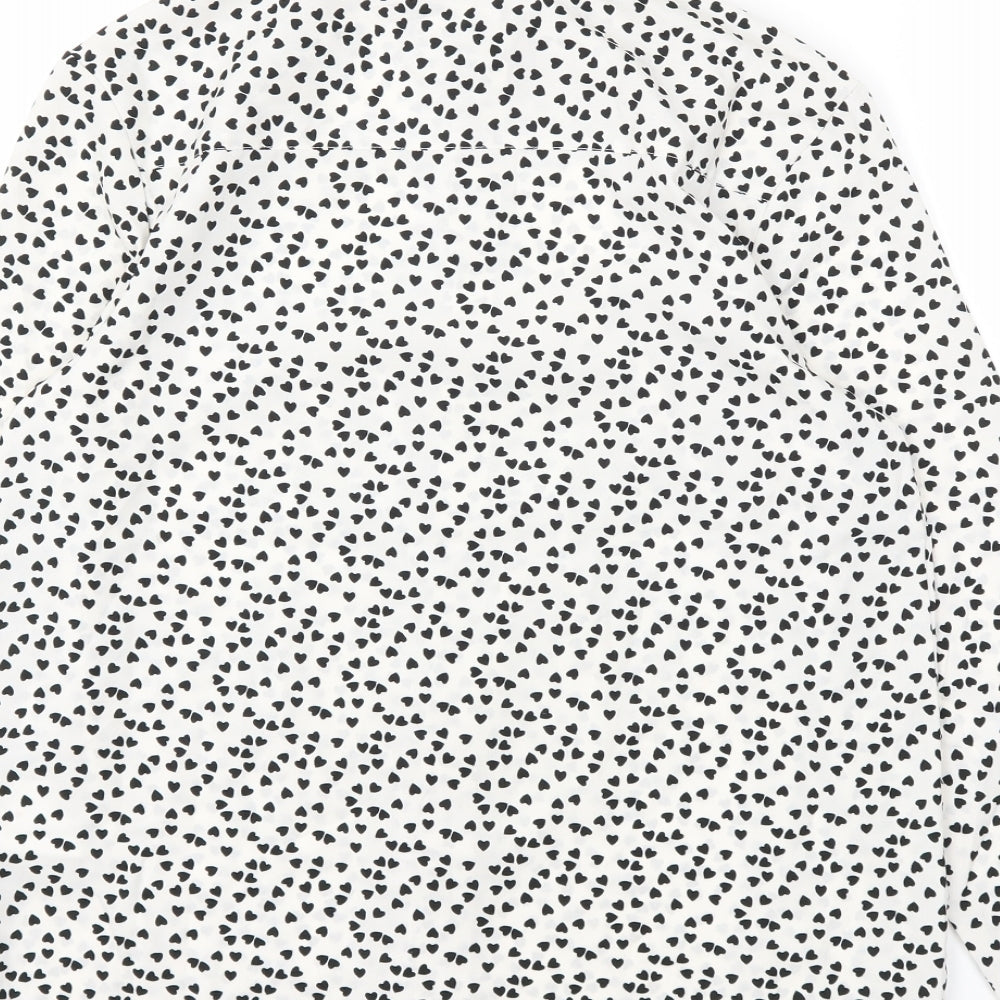 Brave Soul Womens White Polka Dot Basic Blouse Size XS