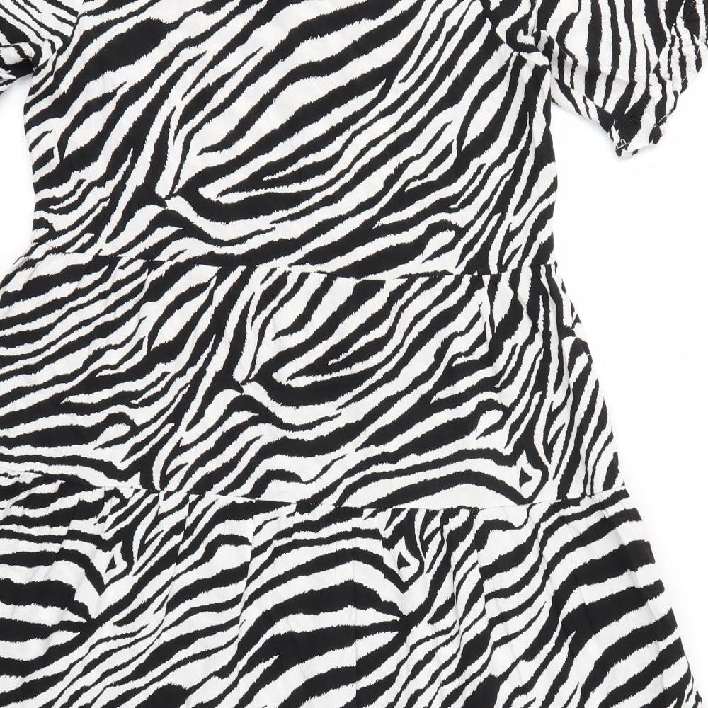 Select Womens Black Animal Print Fit & Flare Size 6
