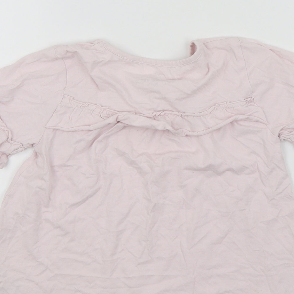NEXT Girls Pink Basic T-Shirt Size 8 Years - Frill Detail