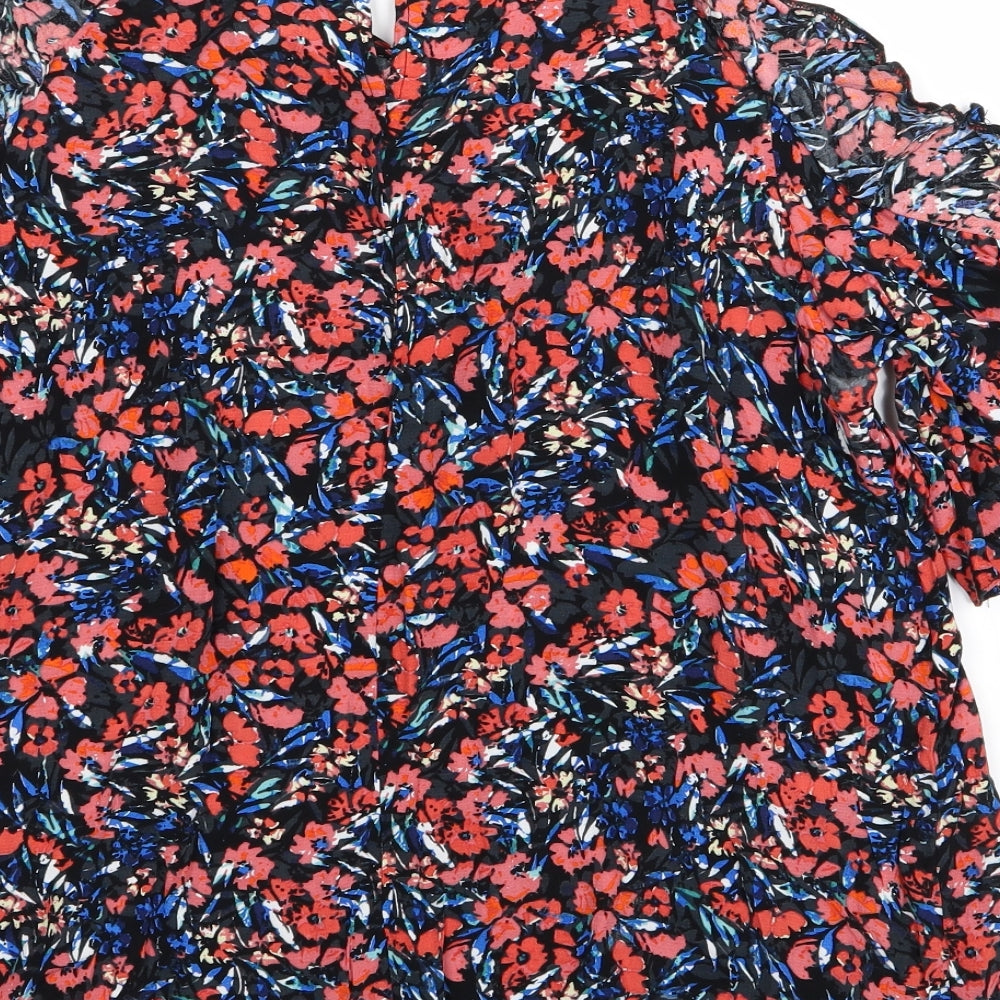 F&F Womens Black Floral Basic Blouse Size 16
