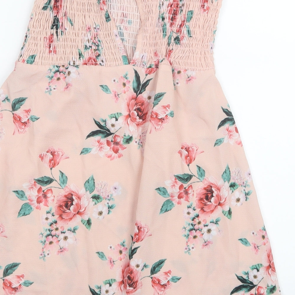Select Womens Pink Floral Basic Blouse Size 8
