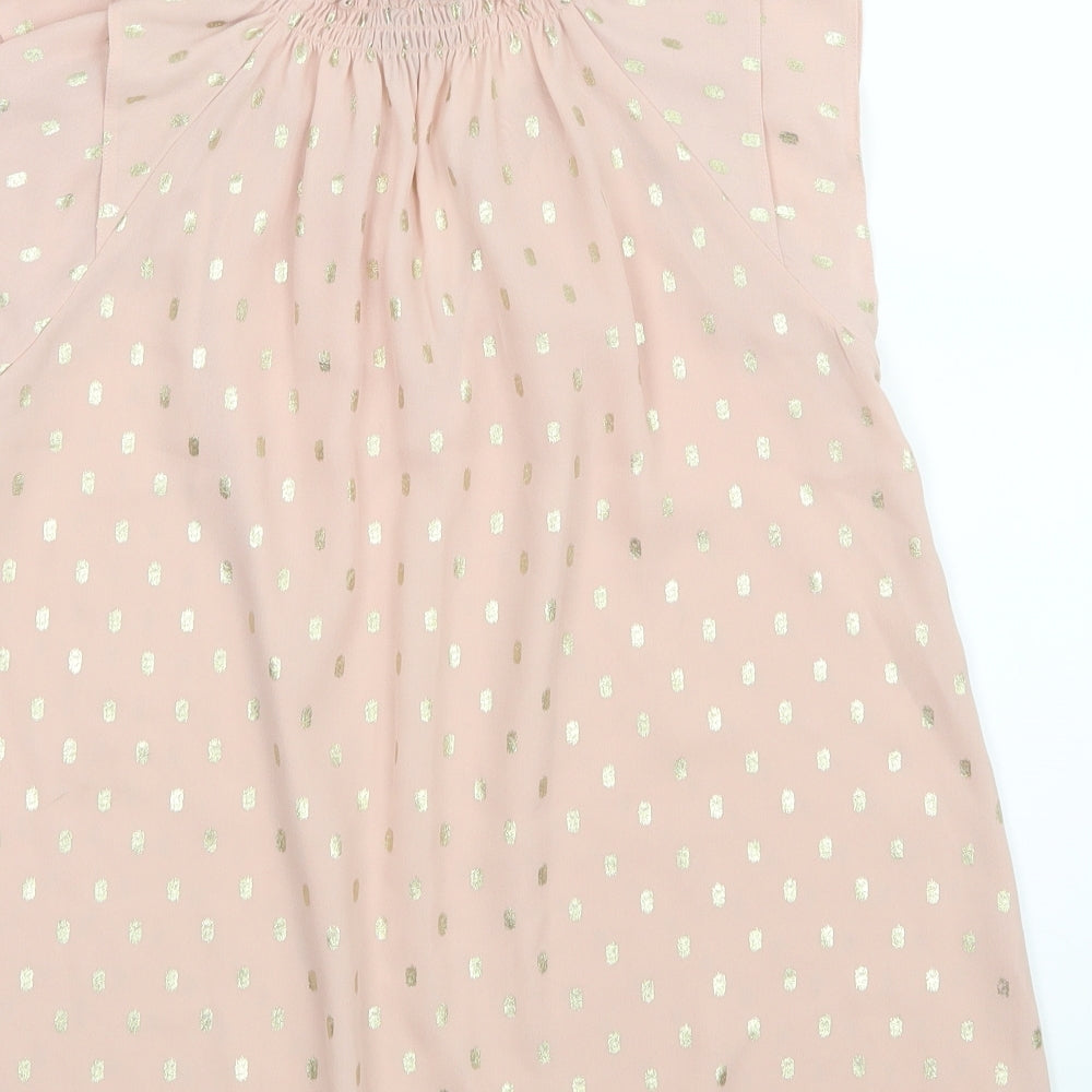 Dorothy Perkins Womens Pink Polka Dot Mesh Basic Blouse Size 8