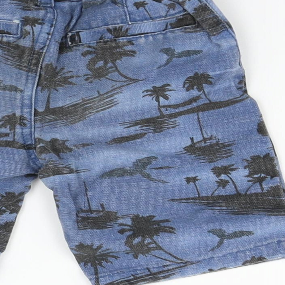Denim & Co. Boys Blue Geometric Cropped Trousers Size 18-24 Months