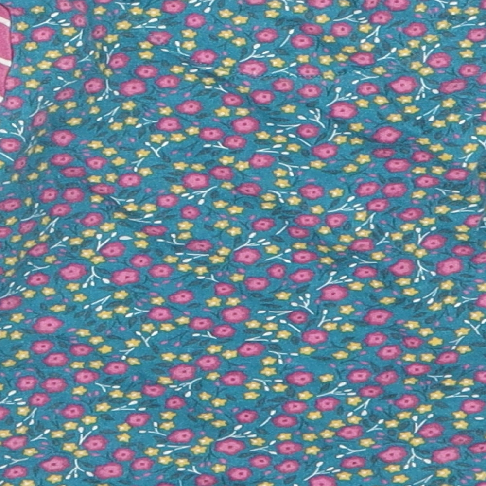 Mothercare Girls Blue Floral Basic T-Shirt Size 12-18 Months - Pink Stripes