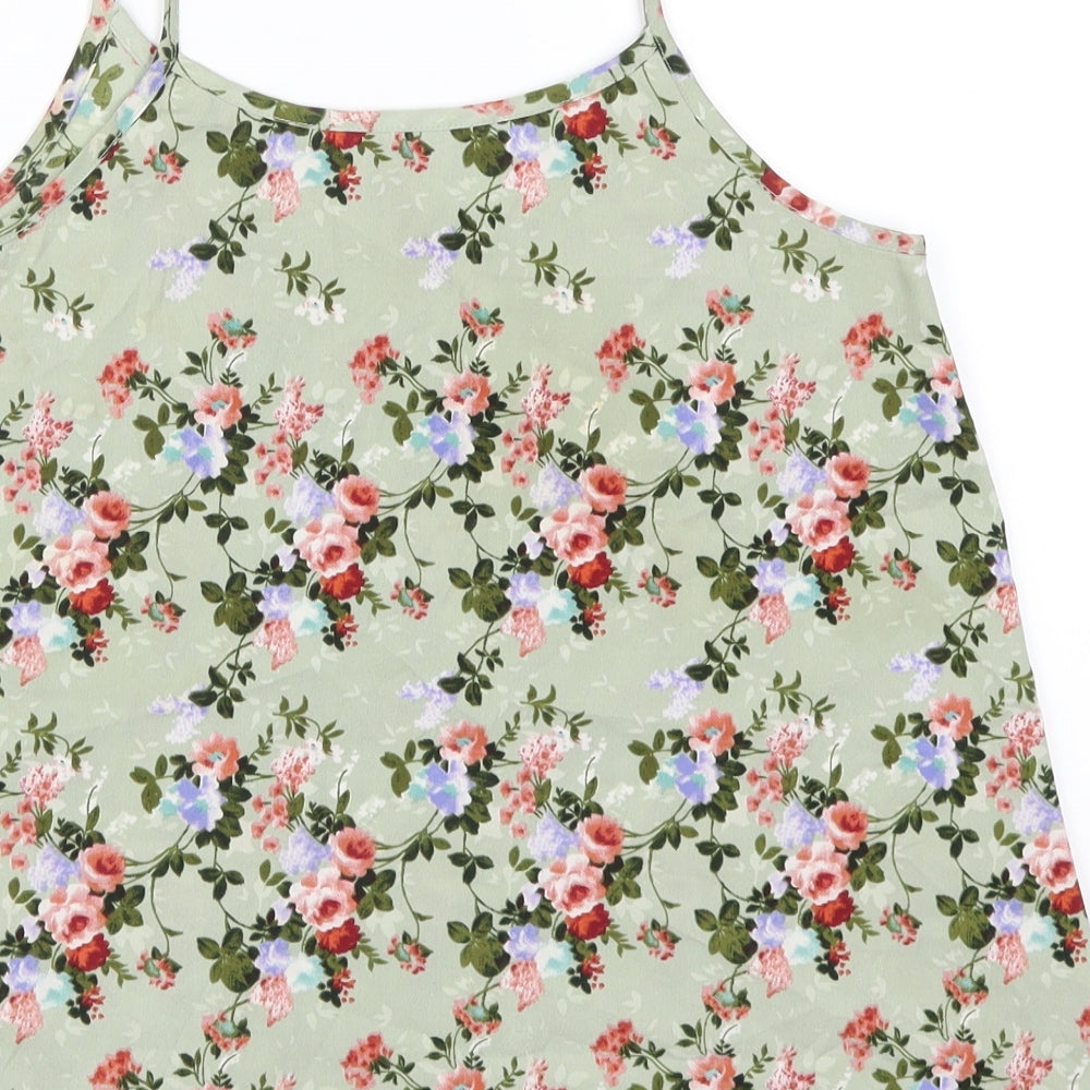 Peacocks Womens Green Floral Basic Tank Size 8