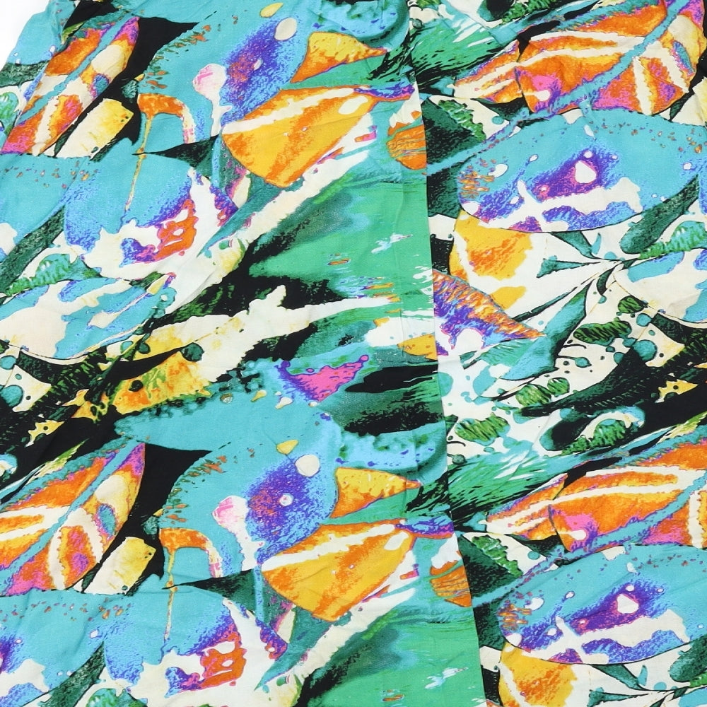 Papaya Womens Green Floral Basic T-Shirt Size M