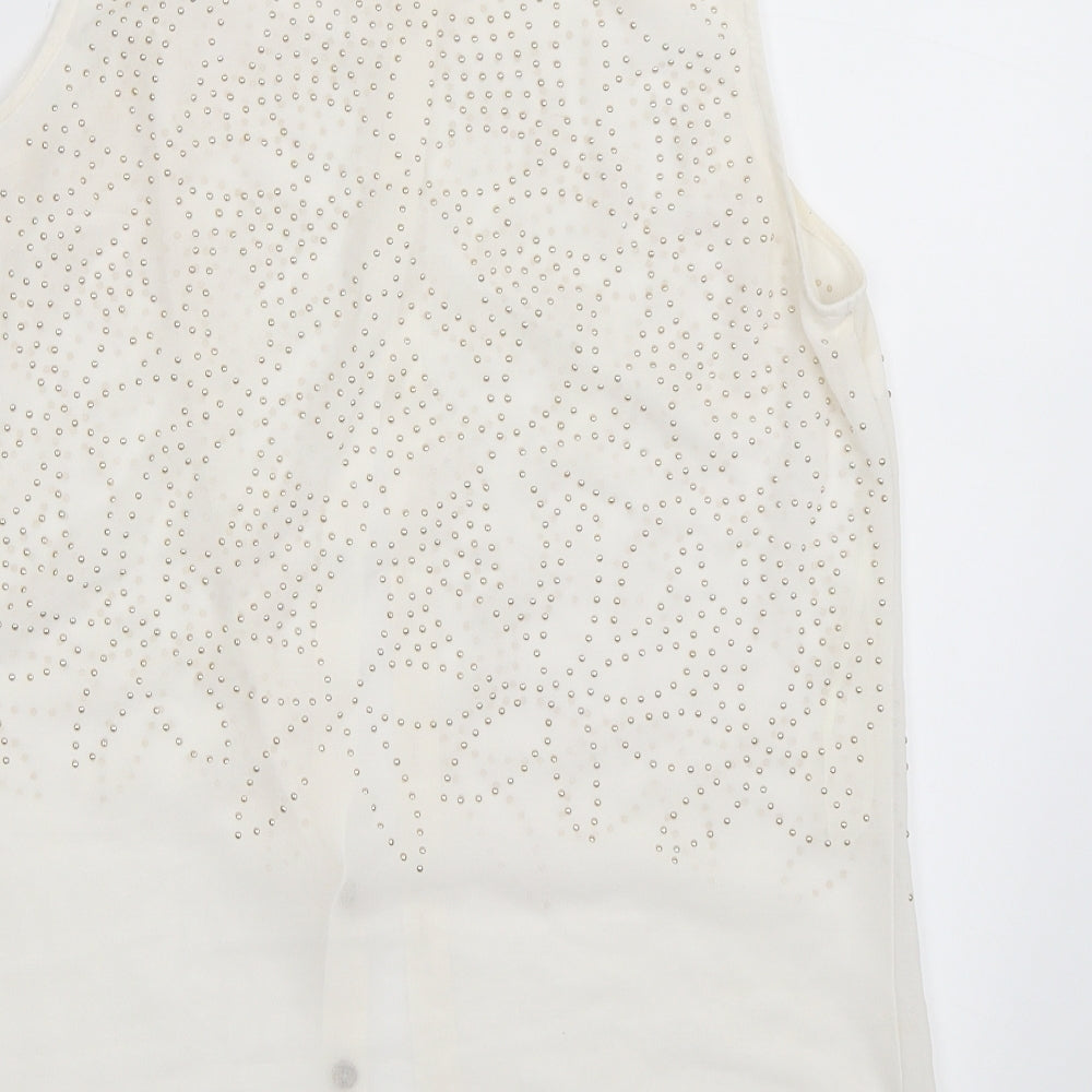 Dotti Womens White Basic Button-Up Size 10