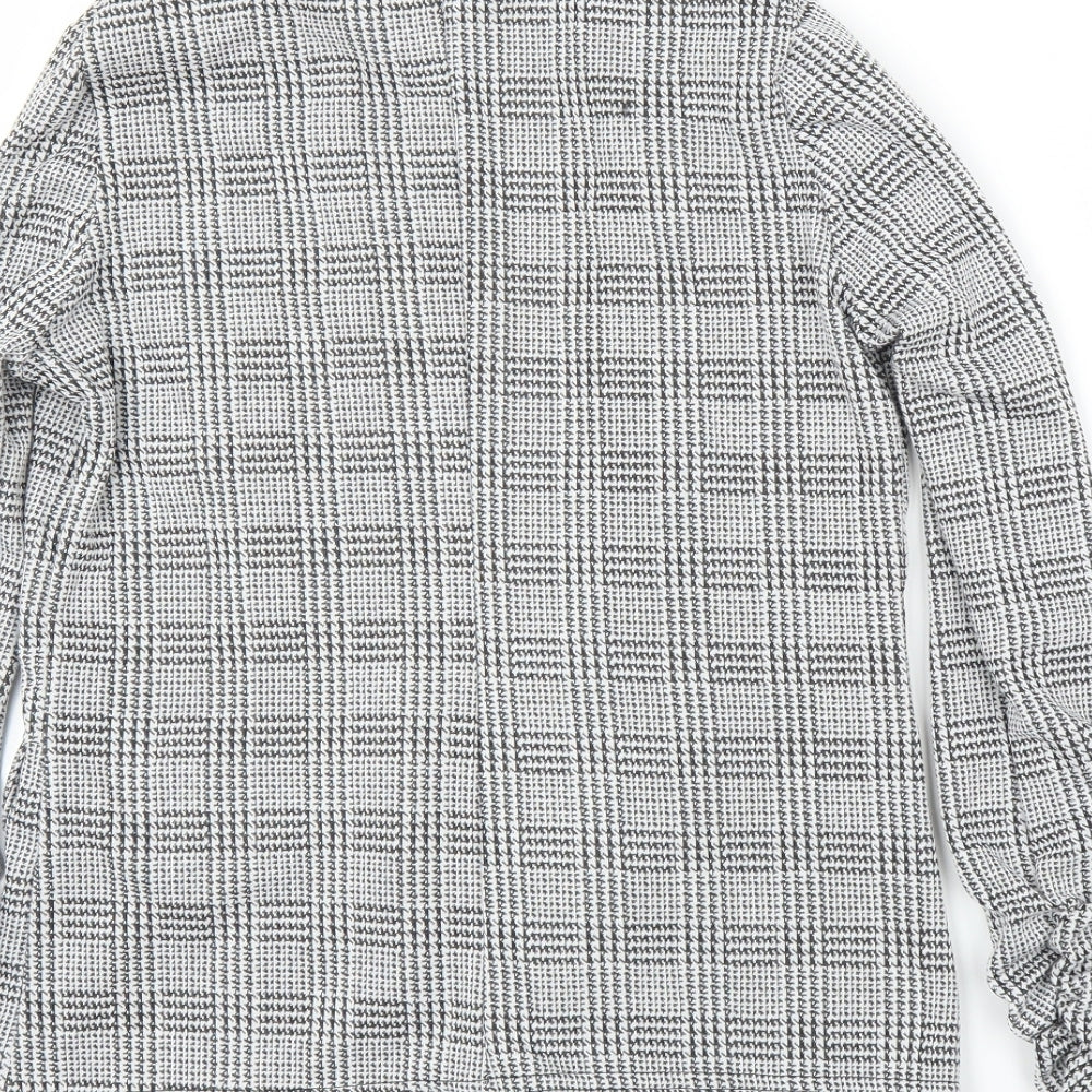Boohoo Womens Grey Houndstooth Cardigan Jumper Size 8