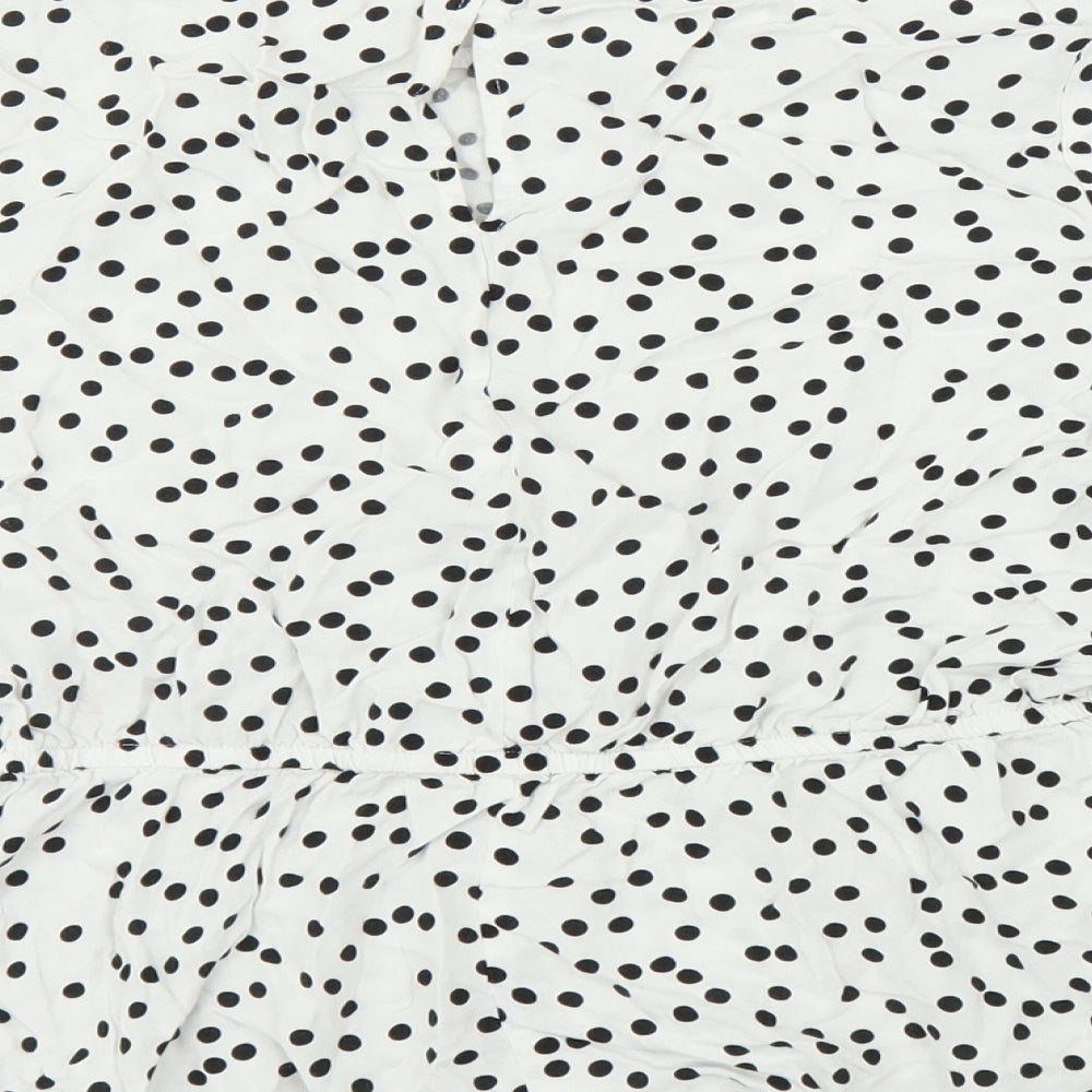 Preworn Womens White Polka Dot Basic Blouse Size M