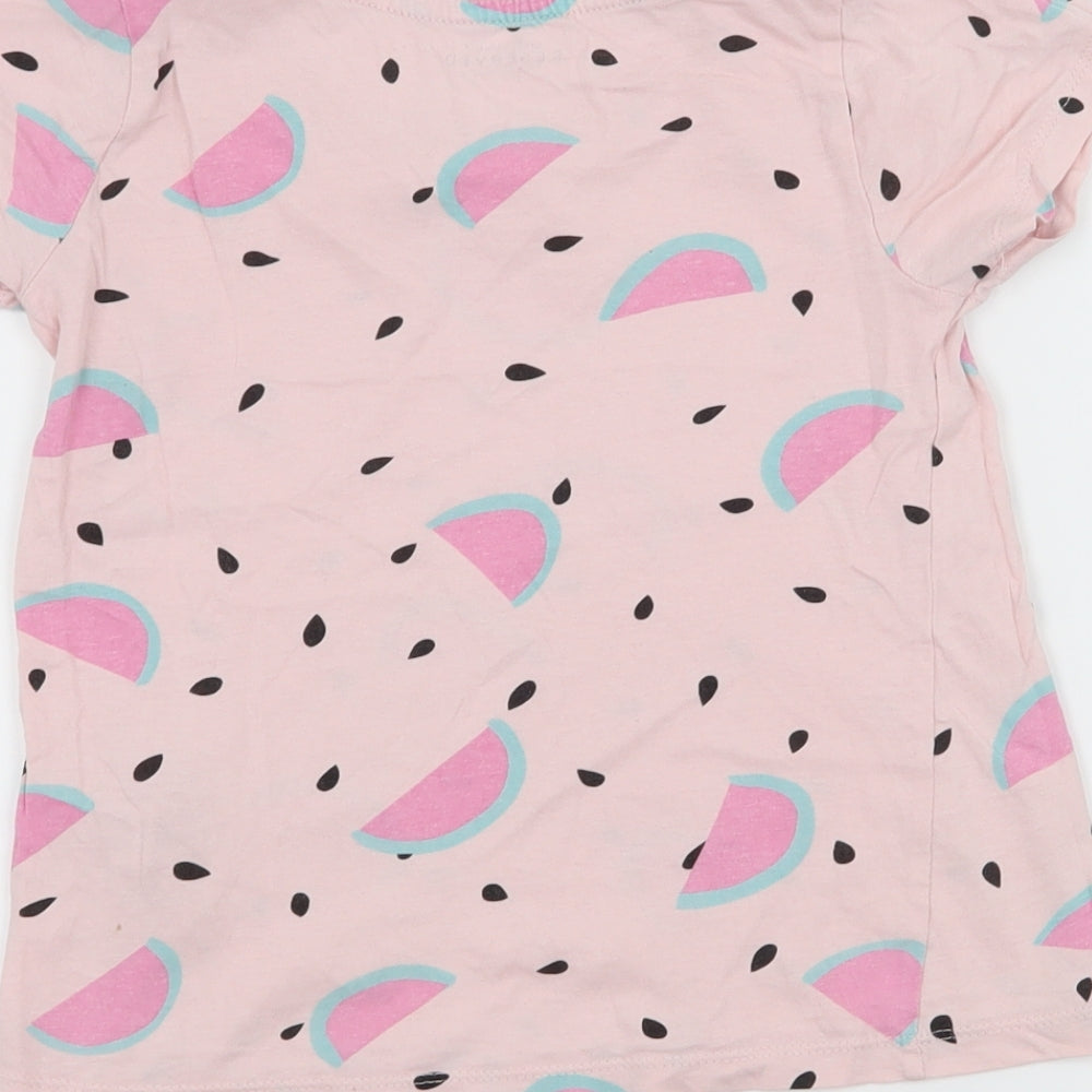 RESERVED Girls Pink Geometric Jersey Basic T-Shirt Size 5 Years - Watermelon